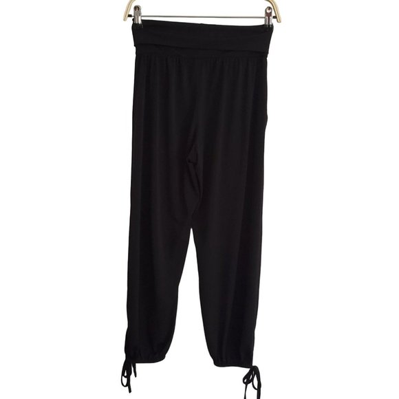 Onzie Black Polyester High Rise Tie Cuff Pull On Jersey Jogger Pants - Picture 2 of 7